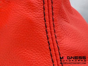 FIAT 500 Gear Shift Boot - Black italy - Red Leather w/ Black Stitching + MADNESS Logo